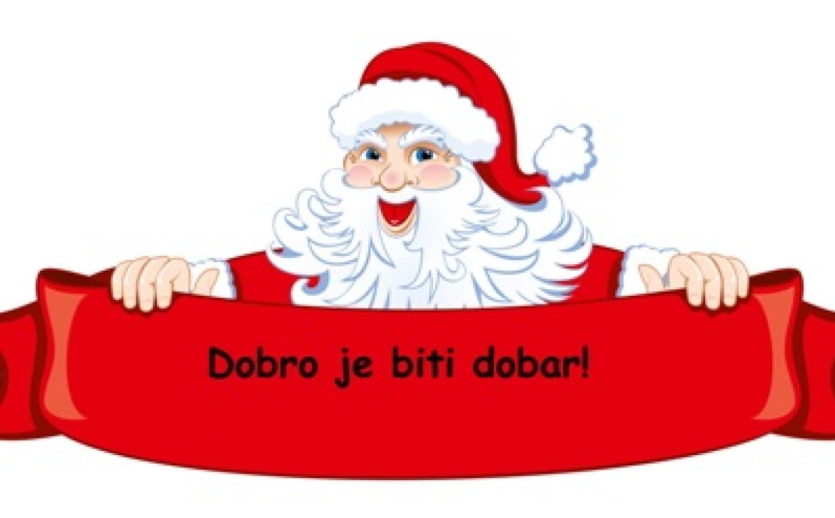 Santa with a festive red ribbon. Vector.