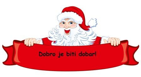 Santa with a festive red ribbon. Vector.